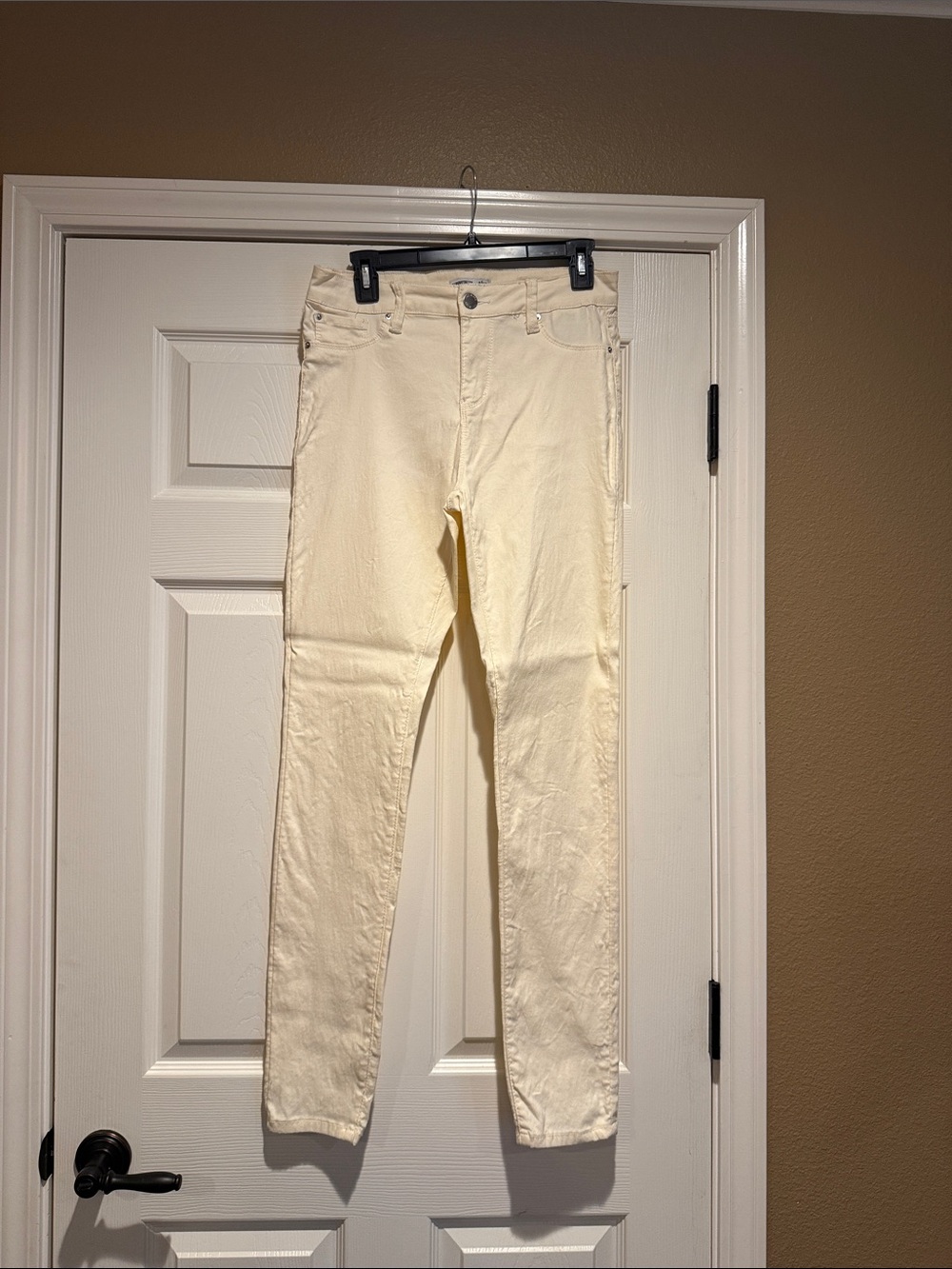 Cream Slim Fit Pants